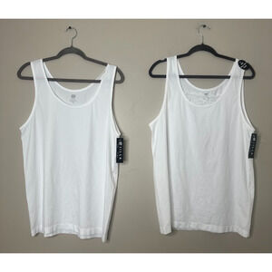 Jilla Tank Top 2 Pack Womens Size 2X Cami White Lace Trim Basic Layer Minimalist